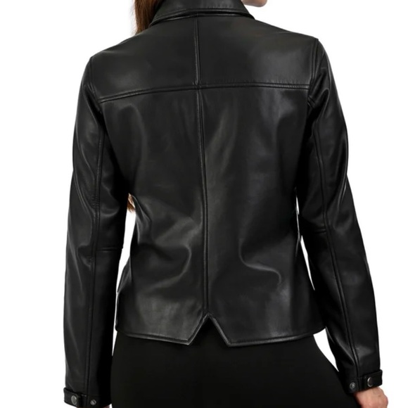 Frye Women's Classic Black Leather Jacket - Picture 4 of 11